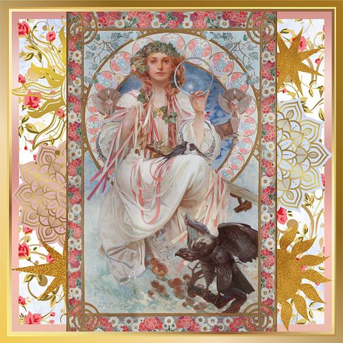 S.F. Version remastérisée de la peinture de Joséphine Crane Bradley en Slavia par Alphonse Mucha