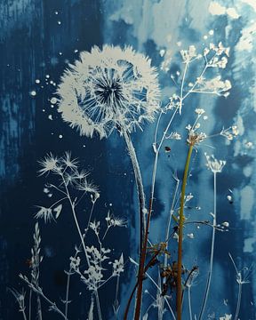 Dandelion in front of a cobalt blue background. by Studio Allee