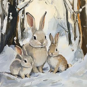 Winterkaninchen | Schneekaninchen Familie