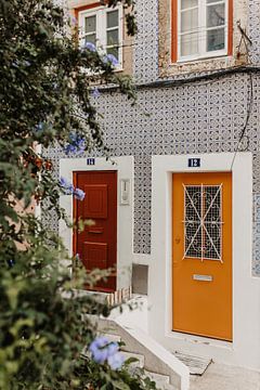 Portes d'entrée colorées à Lisbonne sur Joke van Veen
