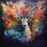 cerf en multicolore