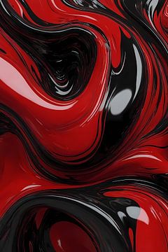 Dynamische rote und schwarze Abstraktion von De Muurdecoratie