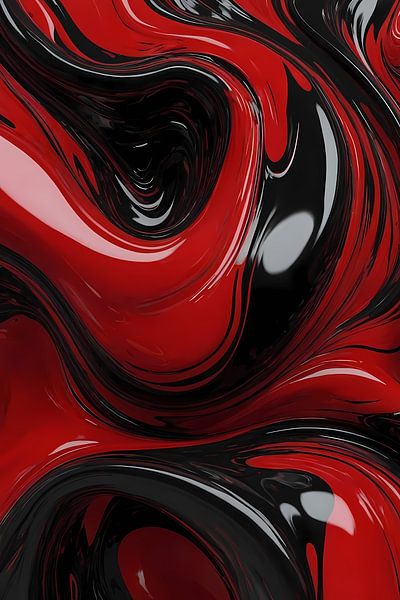 Abstraction dynamique rouge et noire par Art & Soul Creations