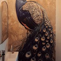 Klantfoto: Blauwe pauw van Poster Art Shop, als naadloos behang