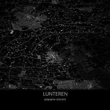 Schwarz-weiße Karte von Lunteren, Gelderland. von Rezona