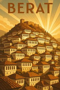 Berat Art Deco Poster - Vintage Albanien Reise Druck