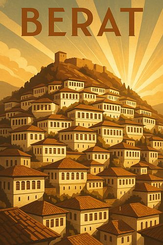 Berat Art Deco Poster – Vintage Albania Travel Print