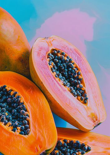 Sonnenbeschienene Papayas