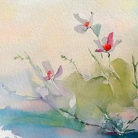Japanische Kunst: Blüte in Aquarell von Studio Pieternel