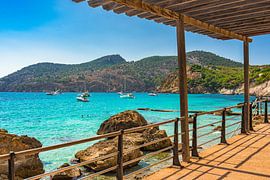 Idyllic view of Camp de Mar bay with boats, Spain Mallorca by Alex Winter