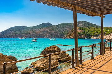 Vue idyllique de la baie de Camp de Mar avec des bateaux, Espagne Mallorca sur Alex Winter
