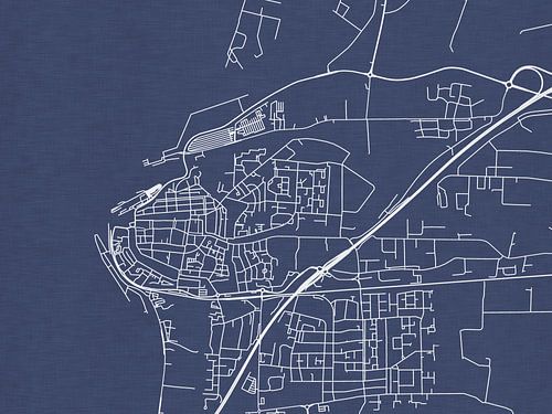 Kaart van Harlingen in Royaal Blauw