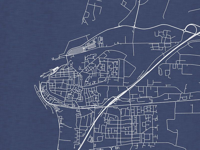 Map of Harlingen in Royal Blue by De Kaartenwinkel