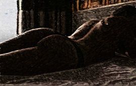 Nearly naked woman lying in bed by The Photo Artist