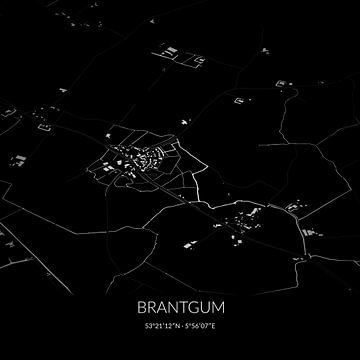 Schwarz-weiße Karte von Brantgum, Fryslan. von Rezona