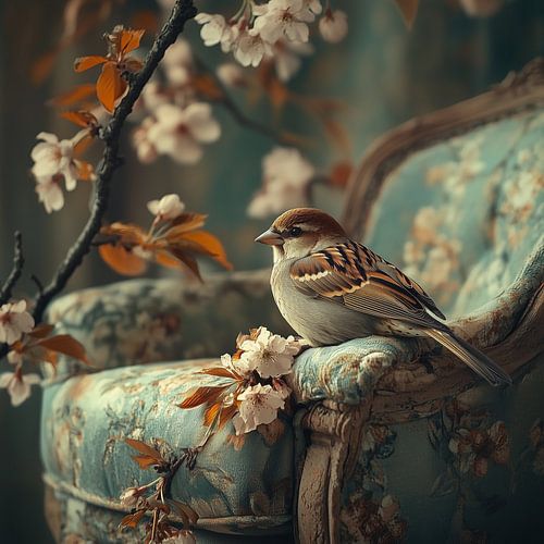 Le moineau domestique dans la maison