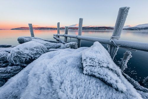 Sunrise in a winter fjord - Tromsø, Norway