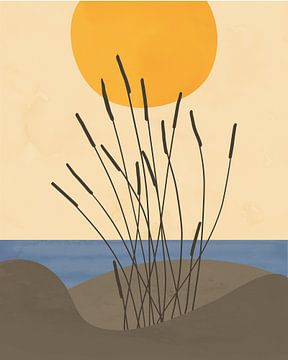 Abstrakte Illustration von Dünen am Meer von Tanja Udelhofen