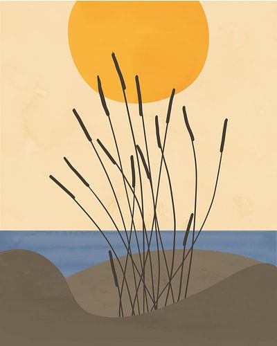 Abstracte illustratie van duinen bij de zee