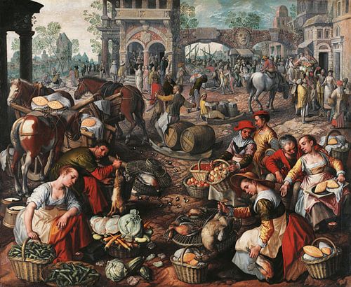 Markt op het plein. Joachim Beuckelaer