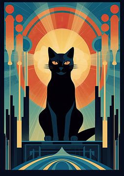 Art Deco Kat Poster van Niklas Maximilian