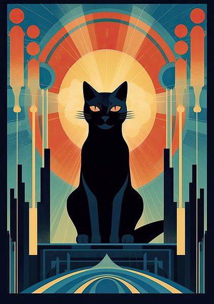 Art Deco Cat Poster by Niklas Maximilian