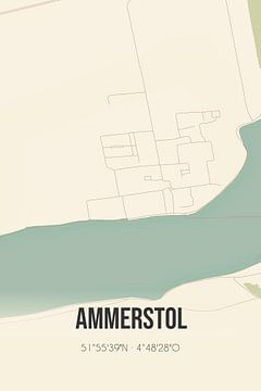 Vintage landkaart van Ammerstol (Zuid-Holland) van Rezona