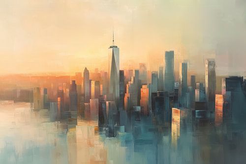 Kunstwerk von Manhattan, New York, während der goldenen Stunde