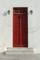 Red wooden door