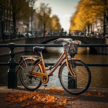 Bike on bridge amsterdam canals by TheXclusive Art