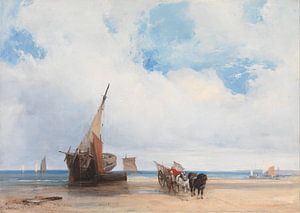 Strandschiffe und ein Wagen, bei Trouville, Frankreich, Richard Parkes Bonington