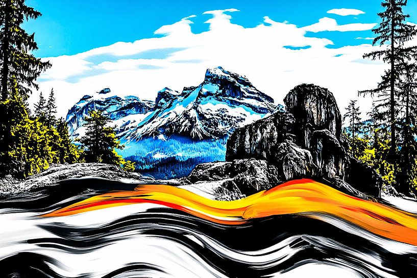 Abstract berglandschap met kleur van Art & Soul Creations