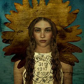 Vintage Beauty Golden Flower by Yvonne Zeldenthuis