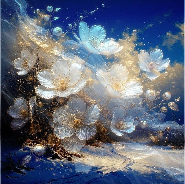 Eine Winterlandschaft mit Weihnachts-Nordlicht. von J.a Dijkstra