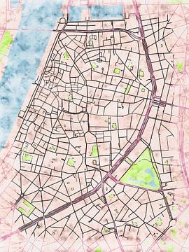Kaart van Antwerpen centrum in de stijl 'Soothing Spring' van Maporia