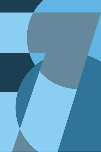 Geometric figures in shades of blue