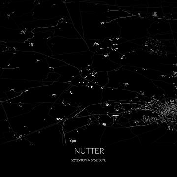 Zwart-witte landkaart van Nutter, Overijssel. van Rezona