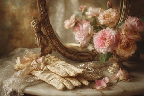 Rozen en Handschoenen - Nostalgisch Stilleven