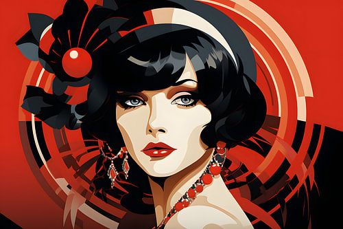 Art Deco vrouwenportret illustratie minimalistisch #8