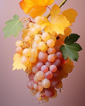 Branch with a bunch of grapes in variegated colours by Studio Allee