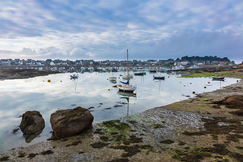 Hafen in der Bretagne in Ploumanach, Frankreich von Rico Ködder