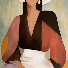 Abstract portret in warme kleuren van Studio Allee