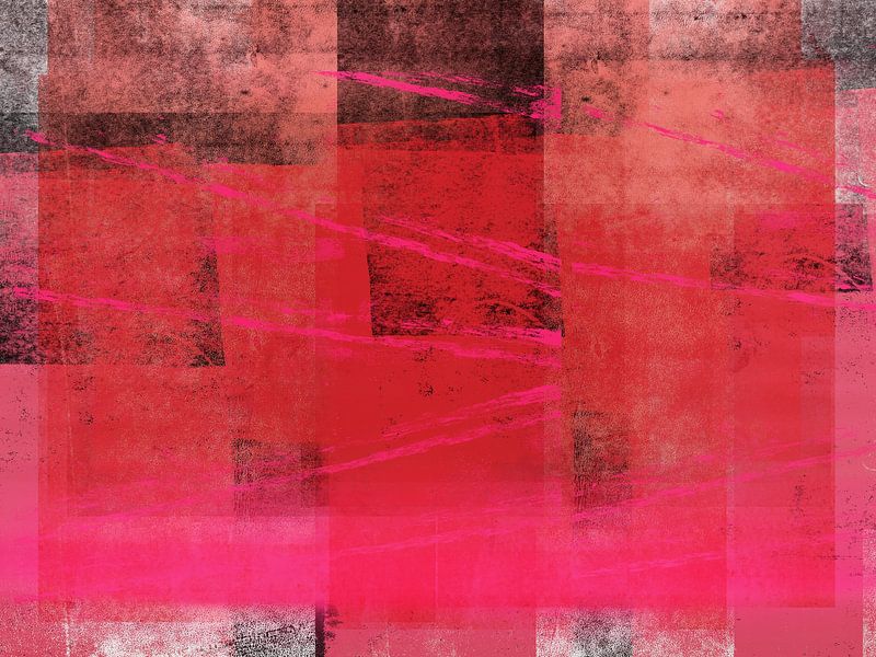 Moderne abstrakte Kunst in Neonpink, Schwarz, sattem warmen Orange und Weiß. von Dina Dankers