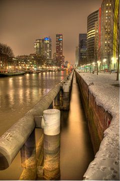 Wharf At Night With Snow sur Erik Bravenboer