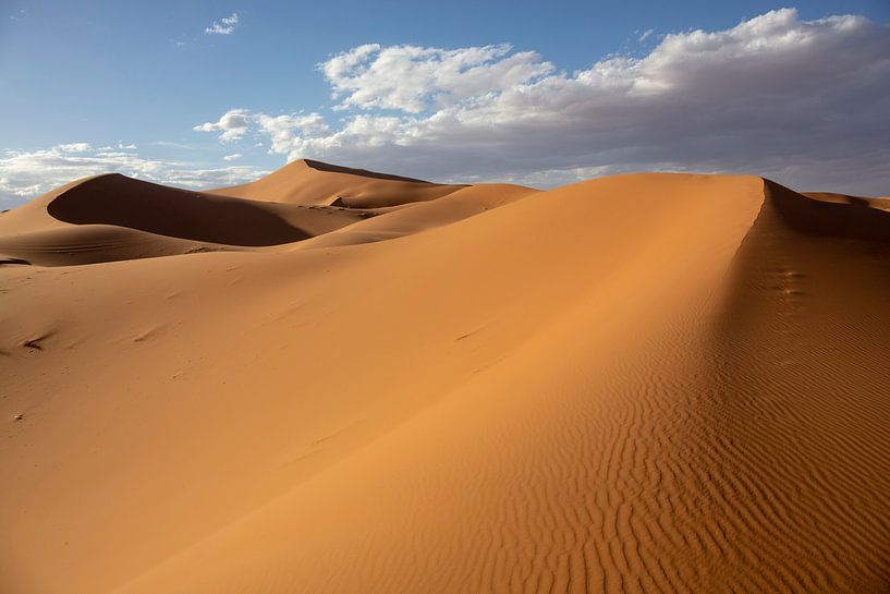 Gouden duinen van Erg Chebbi dichtbij Merzouga in Marokko, Afrika van Tjeerd Kruse