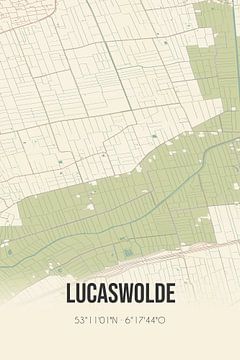 Alte Karte von Lucaswolde (Groningen) von Rezona