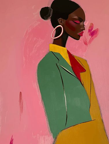 Kleurrijk modern en abstract portret met neon accenten