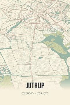 Alte Karte von Jutrijp (Fryslan) von Rezona