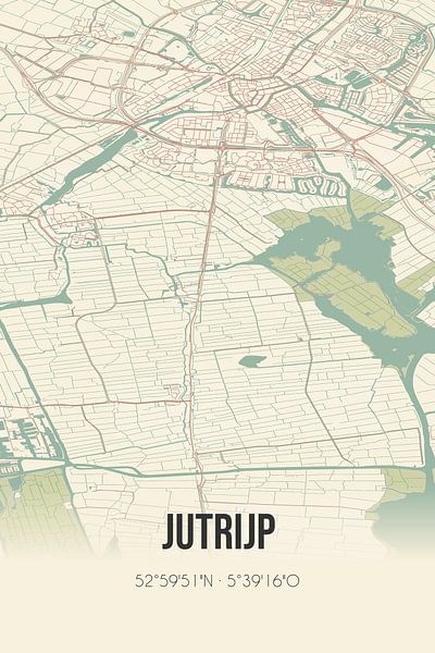 Carte ancienne de Jutrijp (Fryslan) par Affiches de lieux