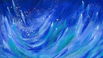 Blauwe golven acrylschilderij van Karen Kaspar